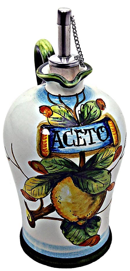 Ceramic Majolica Vinegar Dispenser Lemon White N 20cm