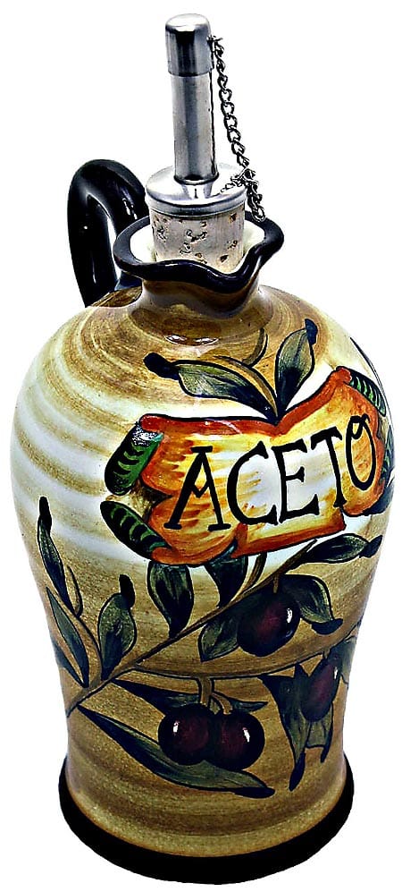 Ceramic Majolica Vinegar Dispenser Olive Brown N 20cm