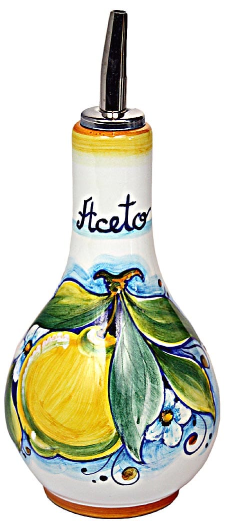 Ceramic Majolica Vinegar Dispenser Yellow Lemon 16cm