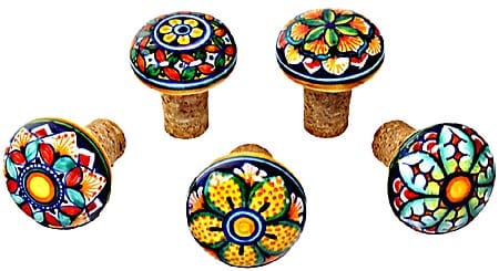 Ceramic Majolica Wine Cork Set of 5 GG 5cm