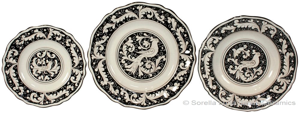 Deruta Italian Ceramic Dinner Place Setting - Fondo Nero