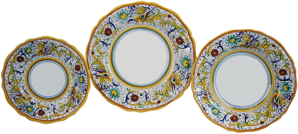 Deruta Italian Ceramic Dinner Place Setting - Raffaellesco Scalloped