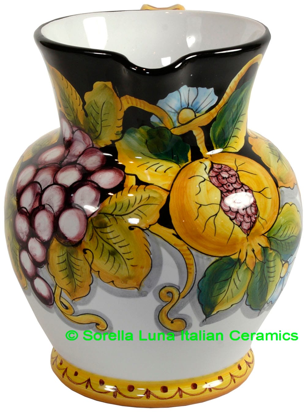 Ceramic Majolica Pitcher Fruit