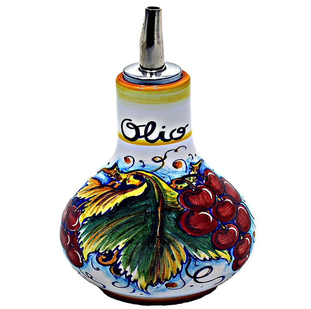 Ceramic Majolica Vinegar Dispenser Red Grapes 16cm