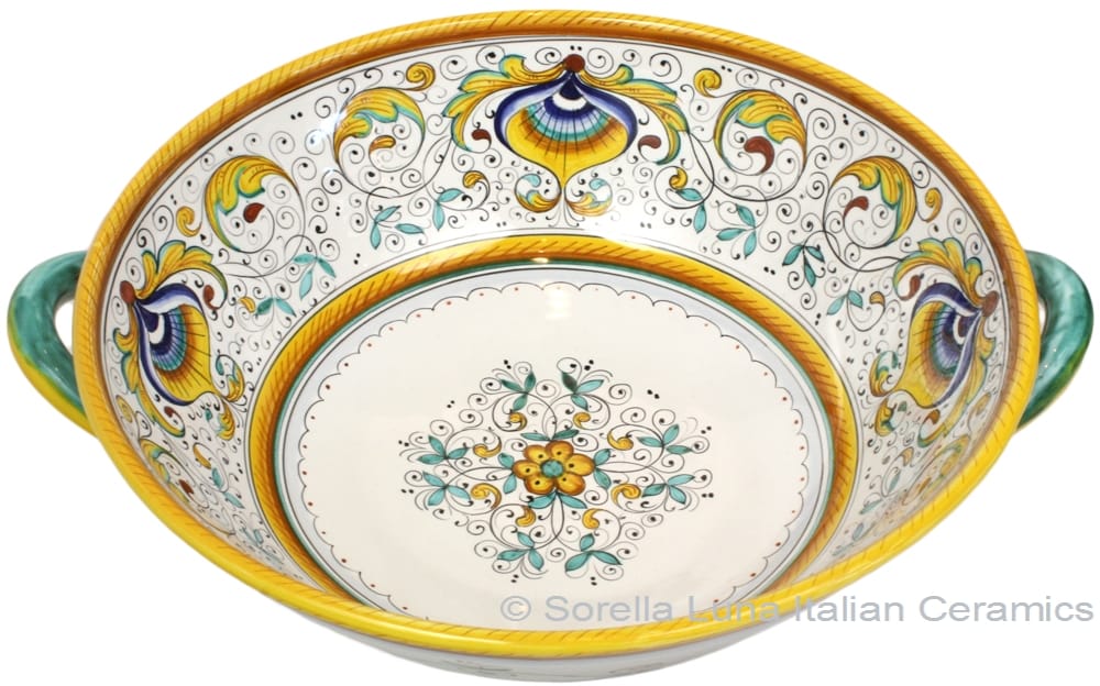 Ceramic Handled Peacock Serving Bowl