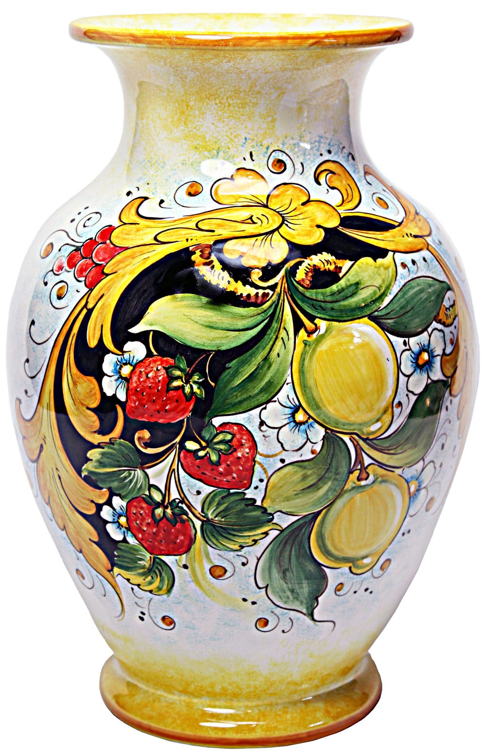 Deruta Italian Ceramic Vase - Strawberries and Lemons