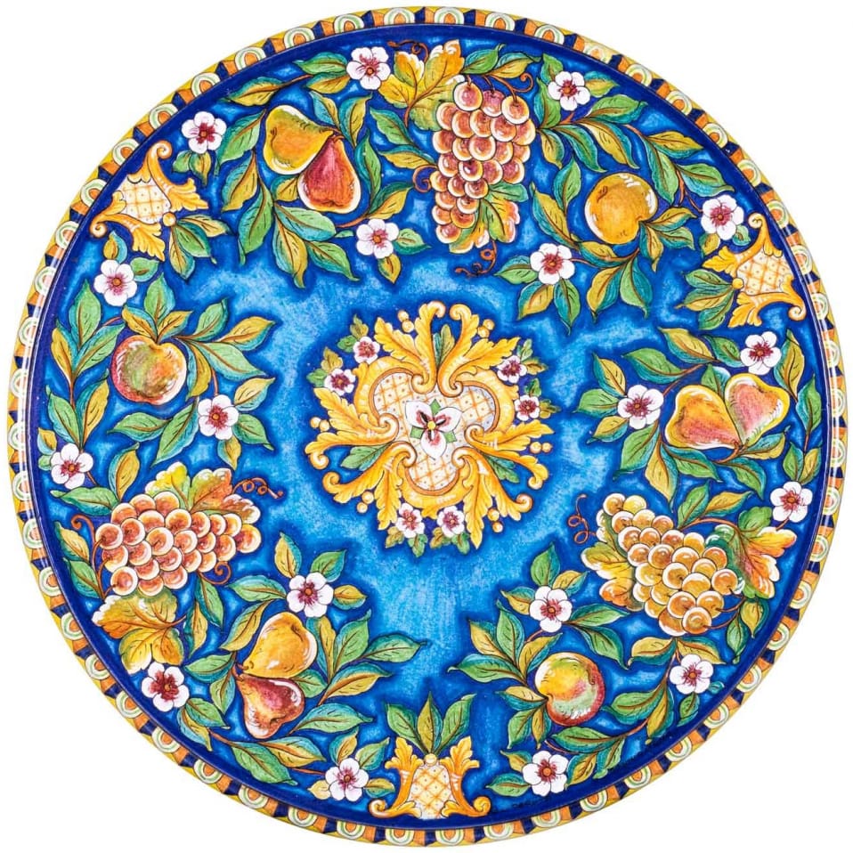 Medium Low Round Volcanic Table - Frutta on Turquoise