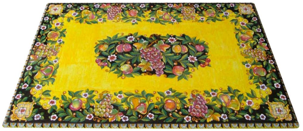 Large Rectangular Volcanic Table - Frutta on Black and Yellow Background