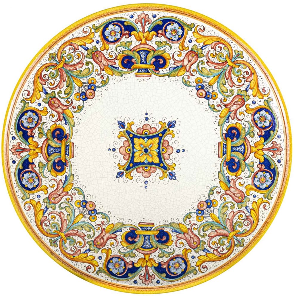 Large High Round Volcanic Table - Colorful Ricco Deruta